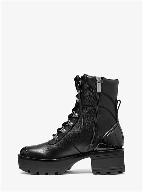 michael kors khloe leather combat boot